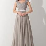 BABYONLINE vestido de robe de soirée A Linha Vestidos Dama de honra para Contas de Pérolas Festa de Casamento Chiffon Longo Illusion Voltar Vestidos שמלות שושבינה