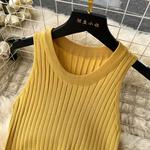 Vestido bodycon de malha sem mangas feminino, vestido Midi linha A, vestido de malha, elástico, patchwork, streetwear, moda, 2022, 2024