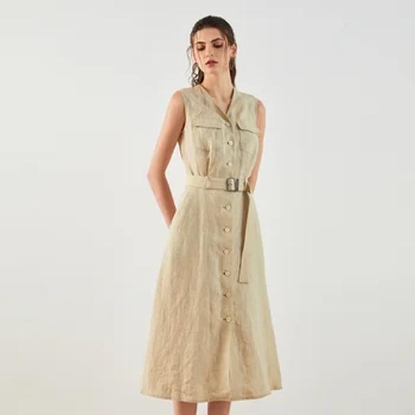 Vestido Longo De Luxo Para Mulheres, Roupas Femininas, Roupas Boutique, Premium 100% Ramie, Fornecedor