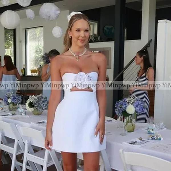 Vestidos Homecoming Floral 3D sem alças para jovem, baile curto, coquetel, vestidos de festa de aniversário, vestido de graduação, sob medida, novo