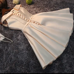 Vestidos de baile fora do ombro, Curto, Vestidos de dama de honra rosa, Cetim, Simples, Elegante, Lace Up, Vestidos de graduação, Doce vestido