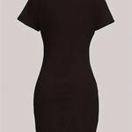 T-shirt de manga curta para mulher, mini vestido com letras estampadas, casual, slim fit, gola redonda, verão