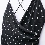 Vestido sexy sem costas feminino, vestido midi para senhoras, elegante e chique, bolinhas, moda de verão, novo, 2024