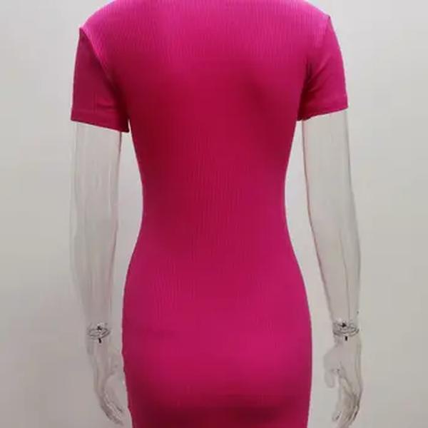 Primavera 2023 das mulheres New Cross border Europeu e Americano Vestido Sexy Envoltório Hip Saia Manga Curta Zipper minissaia