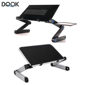 Mesa portátil para laptop, mini estação ergonômica com suporte para mouse, armação retrátil de alumínio, regulagem de altura, para apoio na cama, sofá, pc, notebook