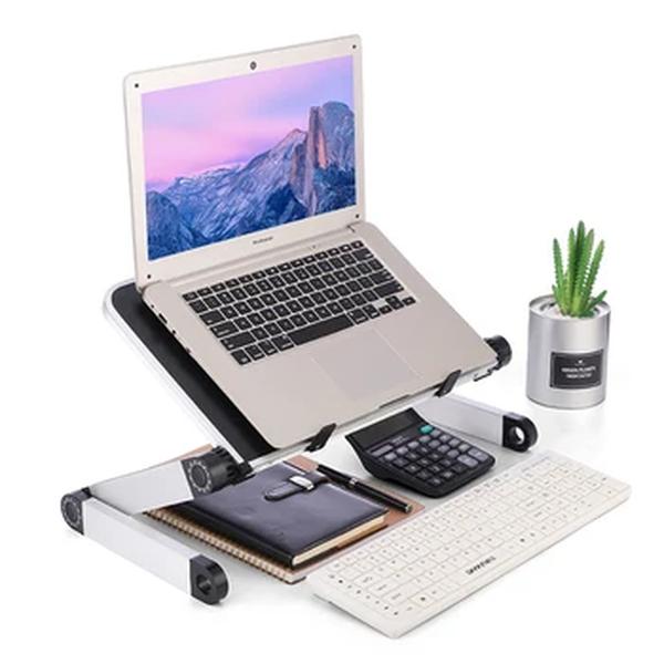 Mesa portátil para laptop, mini estação ergonômica com suporte para mouse, armação retrátil de alumínio, regulagem de altura, para apoio na cama, sofá, pc, notebook