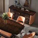 Conjunto de mesa de jantar, tamanho grande, mesa de madeira + 6 cadeiras + arca