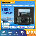 GRANDnavi-Waterproof Bluetooth Marine Stereo, Leitor de rádio para barco MP5, IPX5 AUX, FM, AM, RDS Audio para bitola de iate, ATV, UTV, SUV, Carrinho, SPA