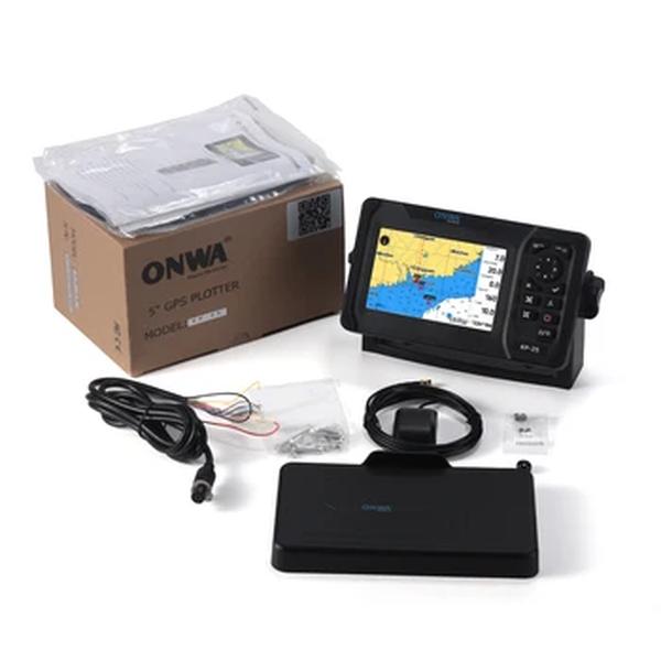 ONWA KP-25 Plotter de gráfico GPS marinho de 5 polegadas GPS SBAS Navegador marinho Localizador Função de exibição Navio Barco Suporte GPS e GALILEO