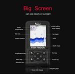 Colorido Sem Fio Fish Finder, Inglês ou Russo, Dot Matrix Sonar Sensor, Transdutor Profundidade Eco Sounder, Bateria Recarregável, 200m