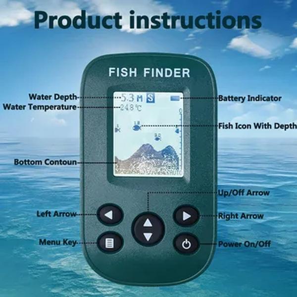 Inteligente portátil Sonar Fish Finder, Fishing Lure, Eco Sounder, Transdutor de Alarme, Lago e Pesca Marítima, Novo, Verde