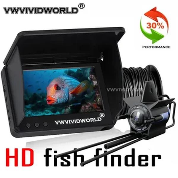 VWVIVIDWORLD-Câmera de Pesca Subaquática, Fish Finder, IPS Display LCD, Longa Resistência, Visão Noturna, 220 ° HD, UHD, 5,0 ", 4,3"