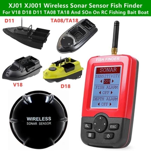 Sensor Sonar sem fio para barco de pesca isca, Fish Finder, 45m Profundidade, 100m Distância, V18, D18, D11, TA08, TA18, e assim por dia RC, peças sobressalentes