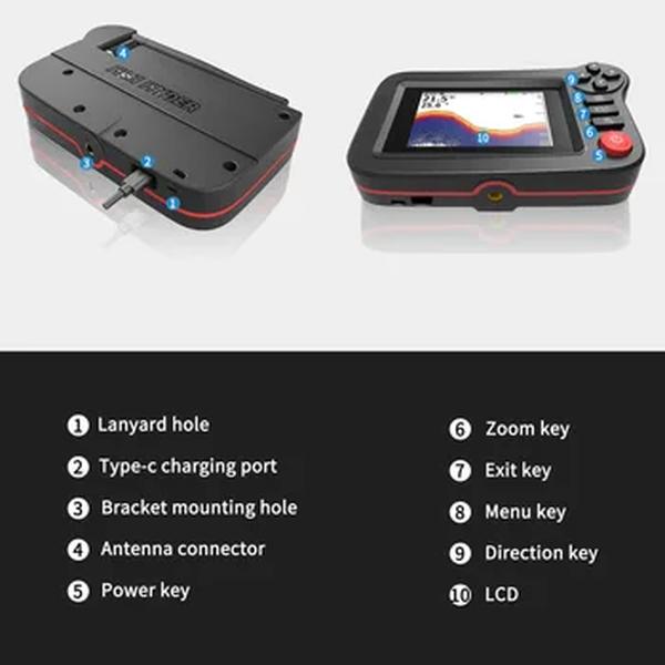 Portátil 3.5in tela colorida profissional subaquático mais profundo localizador de peixes barco sonar de pesca