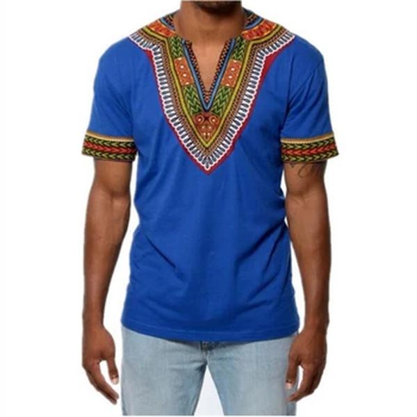 6 cores 2022 moda verão homens topo africano roupas áfrica dashiki vestido impressão rico bazin casual manga curta t camisa para mans