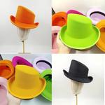 Chapéu Fedorahat colorido para homem, parte superior inclinada masculina, chapéu encaracolado britânico, aba larga, mágico, cavalheiro, festa, novo, 2024