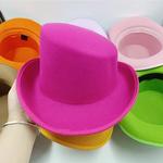 Chapéu Fedorahat colorido para homem, parte superior inclinada masculina, chapéu encaracolado britânico, aba larga, mágico, cavalheiro, festa, novo, 2024