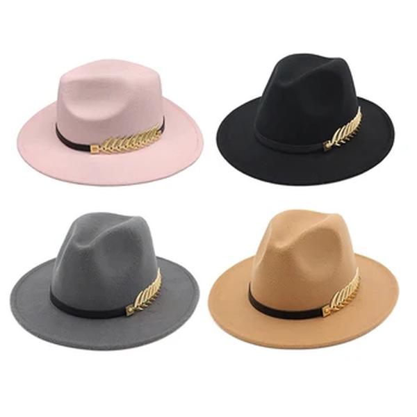 Boné Fedora Vintage de Lã Feminino, Trilby Caps, Aba Grande, Chapéu Panamá, Quente, Jazz, Estilo Britânico, Clássico, Feminino
