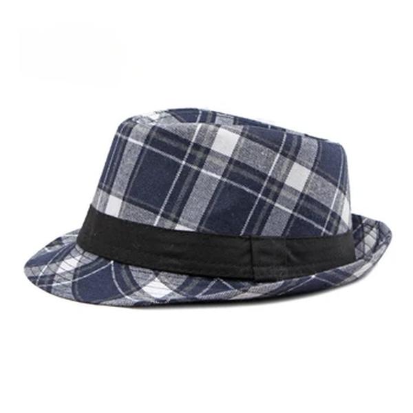 Chapéu alto quadriculado clássico e versátil feminino, fedoras de jazz retrô britânico masculino, primavera, verão