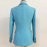 Blazer feminino clássico com botões de leão, blazer texturizado, trespassado duplo, encaixe fino, High Street, estilista de passarelas, mais novo, 2022