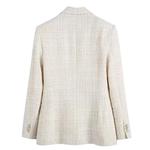 ZRN-Blazer de peito duplo de Tweed feminino, casaco de manga longa vintage, bolsos com aba, outerwear feminino, colete chique, moda feminina