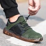 Sapatos de trabalho respiráveis com toe de ferro masculino, tênis de segurança leves, antiperfurantes, antiderrapantes, verão