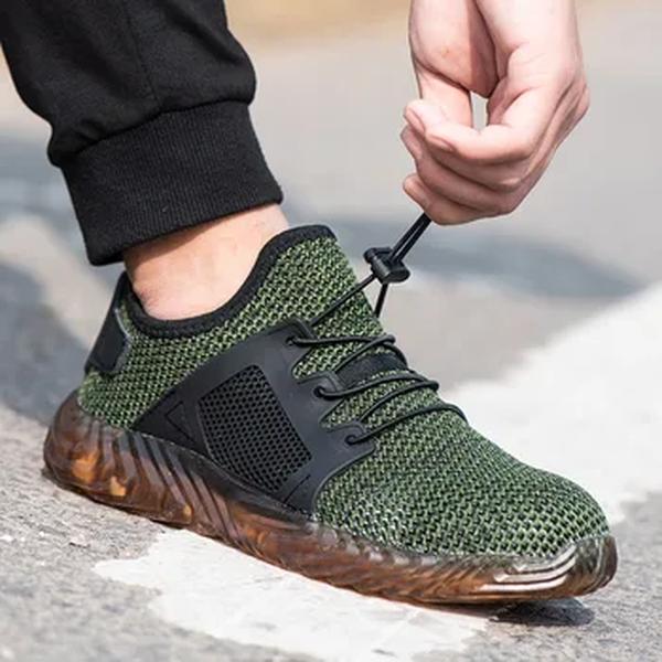 Sapatos de trabalho respiráveis com toe de ferro masculino, tênis de segurança leves, antiperfurantes, antiderrapantes, verão