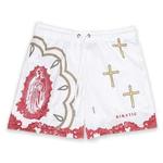 Shorts de malha respirável de secagem rápida para homens, estampa em chamas largas, academia, basquete, moda, verão, 2023