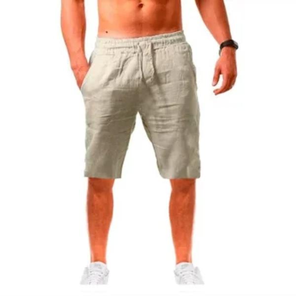 Calções masculinos de algodão e linho, calça casual masculina, respirável, cor sólida, streetwear fitness, verão, novo, S-4XL, 2023