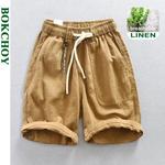 Shorts masculinos casuais de algodão e linho, calças de cor sólida New Cargo Streetwear, tamanho grande, roupas de verão, AZT125, 2022