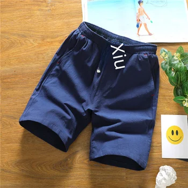 Shorts casuais soltos para homens, monocromáticos, calças de algodão de linho, roupas esportivas para jovens, de 5 minutos, prontos para enviar, verão