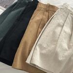 Fitshinling-Shorts plissados de algodão vintage para mulheres, cintura alta, roupas finas, monocromáticas, novas na moda, 2022, linha