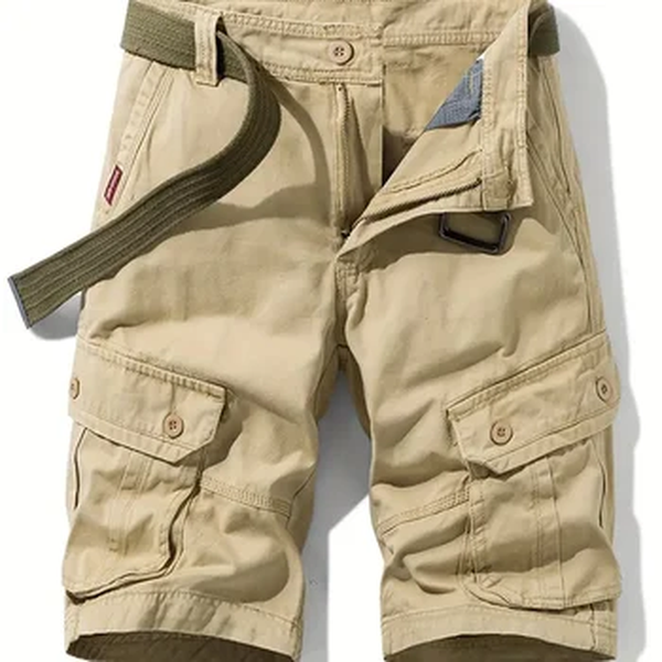 Shorts de algodão multi bolsos para homens, shorts soltos confortáveis táticos, calças de trabalho, roupas masculinas, shorts impermeáveis para trilha de caminhada