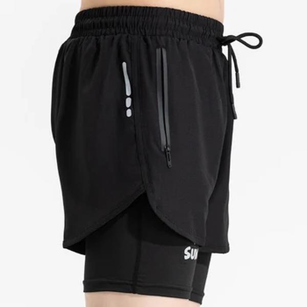 Shorts masculinos de corrida com deck rápido em dois deck, shorts esportivos ao ar livre, ginástica fitness, 2 em 1, verão novo, 2218