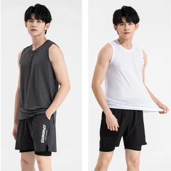 Shorts masculinos de corrida com deck rápido em dois deck, shorts esportivos ao ar livre, ginástica fitness, 2 em 1, verão novo, 2218