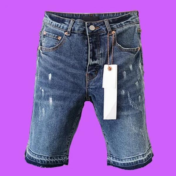 Jeans de perna reta de cintura média masculino, cintura média, calções plus size, cor primária, roxo, marca, primavera, verão, 2022