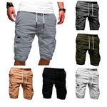 Verão homens carga meia calças casual cintura elástica bolso sólido solto shorts oversized S-5XL BSDFS-ZK36
