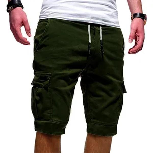Verão homens carga meia calças casual cintura elástica bolso sólido solto shorts oversized S-5XL BSDFS-ZK36