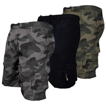 Shorts táticos militares masculinos, shorts de carga, vários bolsos, calças cortadas, esportes, caminhada, calças de 5 pontos, macacão casual, verão