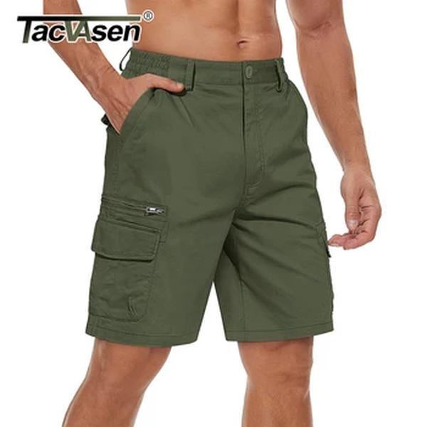 Tacvasen-Shorts masculinos multi bolsos, 100% algodão, ajuste solto, shorts de trabalho RRipstop, moda retrô casual safari ao ar livre