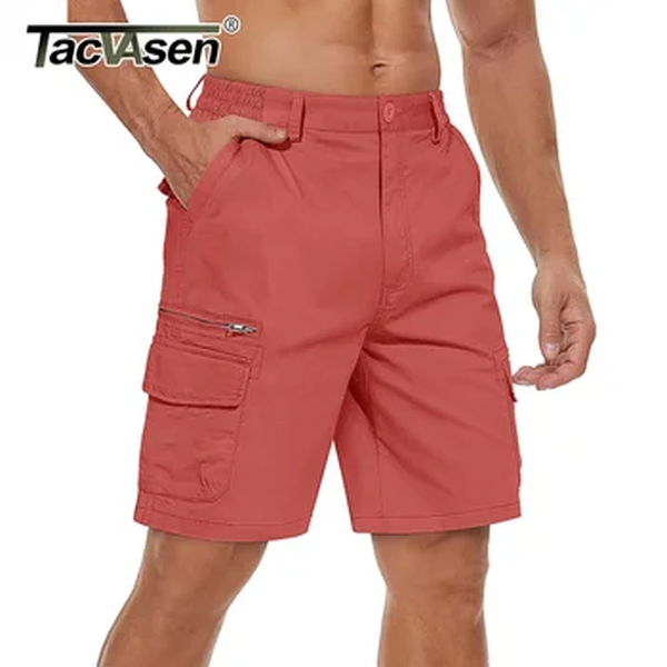 Tacvasen-Shorts masculinos multi bolsos, 100% algodão, ajuste solto, shorts de trabalho RRipstop, moda retrô casual safari ao ar livre