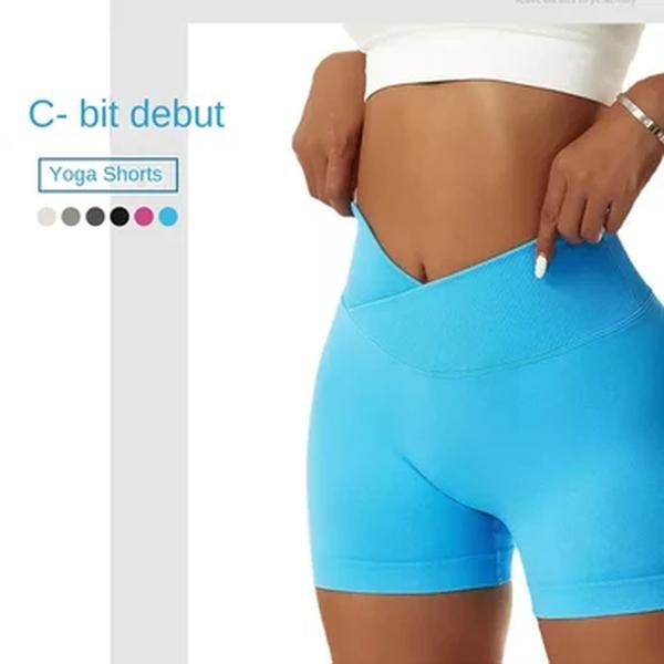 Calções Crossover Scrunch de Cintura Alta para Mulheres, Biker Tennis, Shorts Stretch Skinny, Secagem Rápida, Forma V, Treino, Esportes, Ginásio