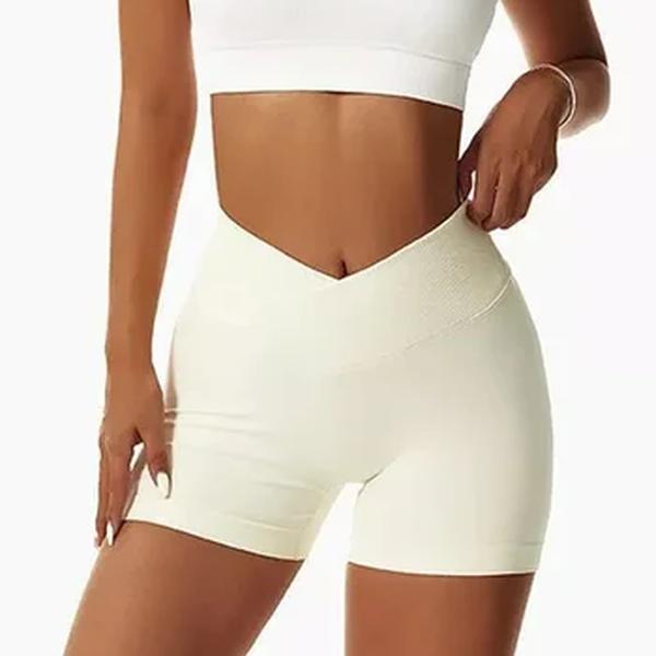 Calções Crossover Scrunch de Cintura Alta para Mulheres, Biker Tennis, Shorts Stretch Skinny, Secagem Rápida, Forma V, Treino, Esportes, Ginásio