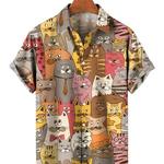 Camisa estampada de manga curta havaiana masculina, camisa grande e solta, desenhos animados sociais, roupas de moda casual floral, verão