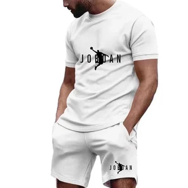Conjunto de camiseta e shorts de manga curta masculina, roupa esportiva casual, secagem rápida, moda fitness, verão, 2 peças