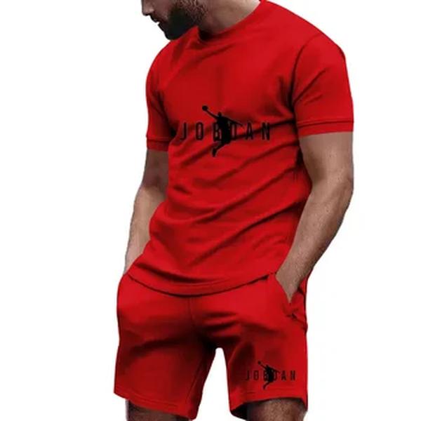 Conjunto de camiseta e shorts de manga curta masculina, roupa esportiva casual, secagem rápida, moda fitness, verão, 2 peças