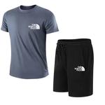 Shorts e camiseta de algodão de manga curta masculina 2 peças de treino, fitness esportivo, moda jogging, roupas esportivas casuais, verão