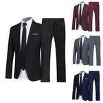 Conjunto de terno formal masculino, botões da moda, blazer bolsos, gola de corte, namoro