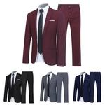 Conjunto de terno formal masculino, botões da moda, blazer bolsos, gola de corte, namoro