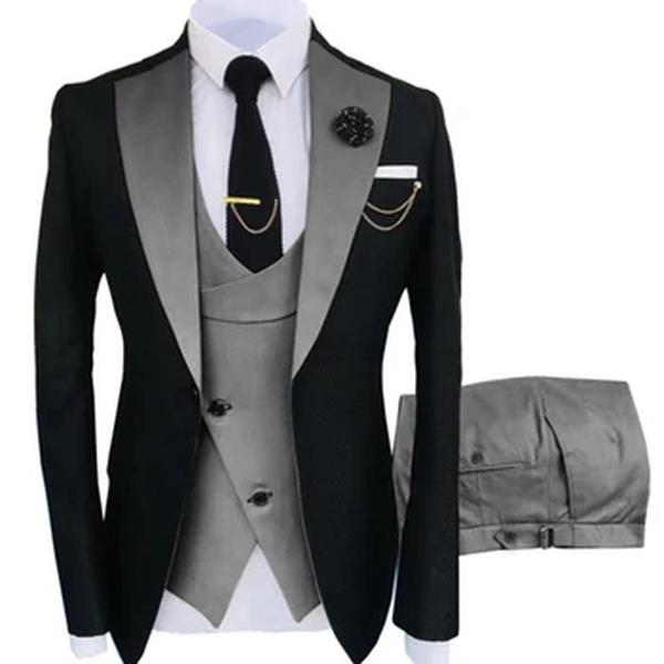 Ternos masculinos 3 peças sob medida melhor homem noivo casamento smoking fino ajuste jacquard duas cores blazer jaqueta colete calças smoking roupas